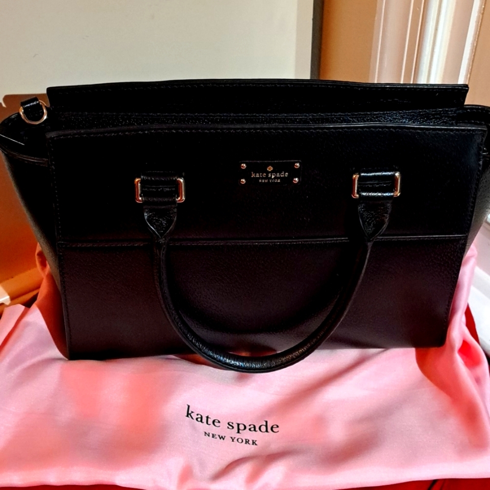 Kate Spade Black Leather Satchel, Shoulder/ Crossbody NEW, EXCELLENT CONDITION